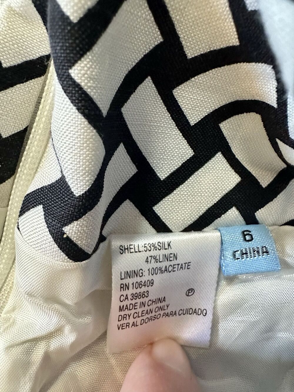 ANTONIO MELANI Linen/Silk Blend Black White Pencil Skirt Pockets Sz 6 Lined EUC - Picture 3 of 8